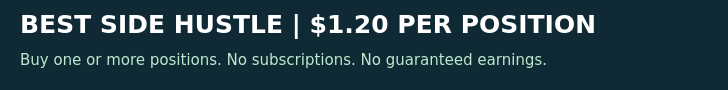 Best Side Hustle — $12 per cycle. The bottom becomes rank #1. 1,200 banner credits, 100% sponsor match, no monthly subscription.